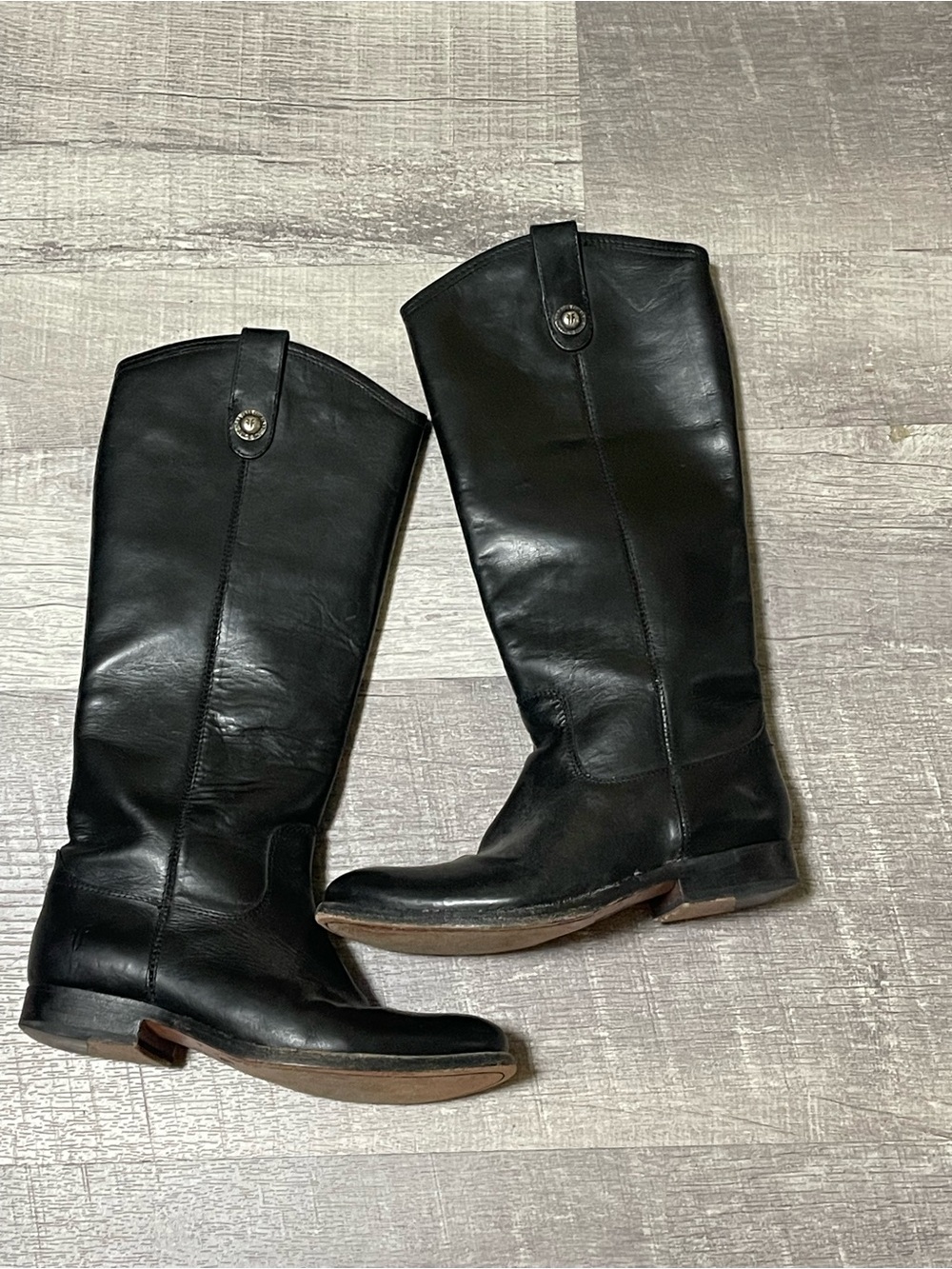 Frye Black Leather Knee-High Riding Boots